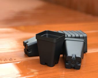 20pk-2.5" light weight plastic pot/seedling pot/square pot/plant pot/seed pot/cutting pot/small pot/nursery pot/black