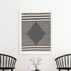 Tribal 03 Block Print, Woodblock Style Art Print, Minimal Art Print, Contemporary, Digital Download Print From Home Printable Download