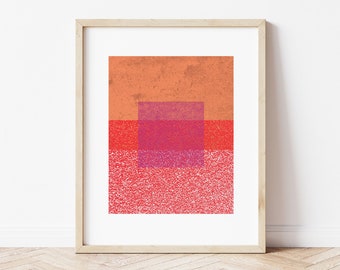 Collage Layered Block Print, Lino Style Art Print, Minimal Art Print, Contemporary, Digital Download Print From Home Printable Download