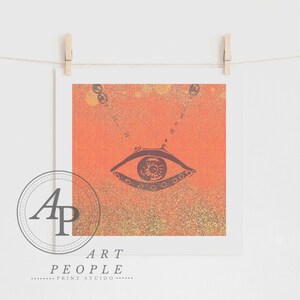 Abstract Eye Art Print, Woodblock Style Art Print, Minimal Art Print, Contemporary, Digital Download Print From Home Printable Download
