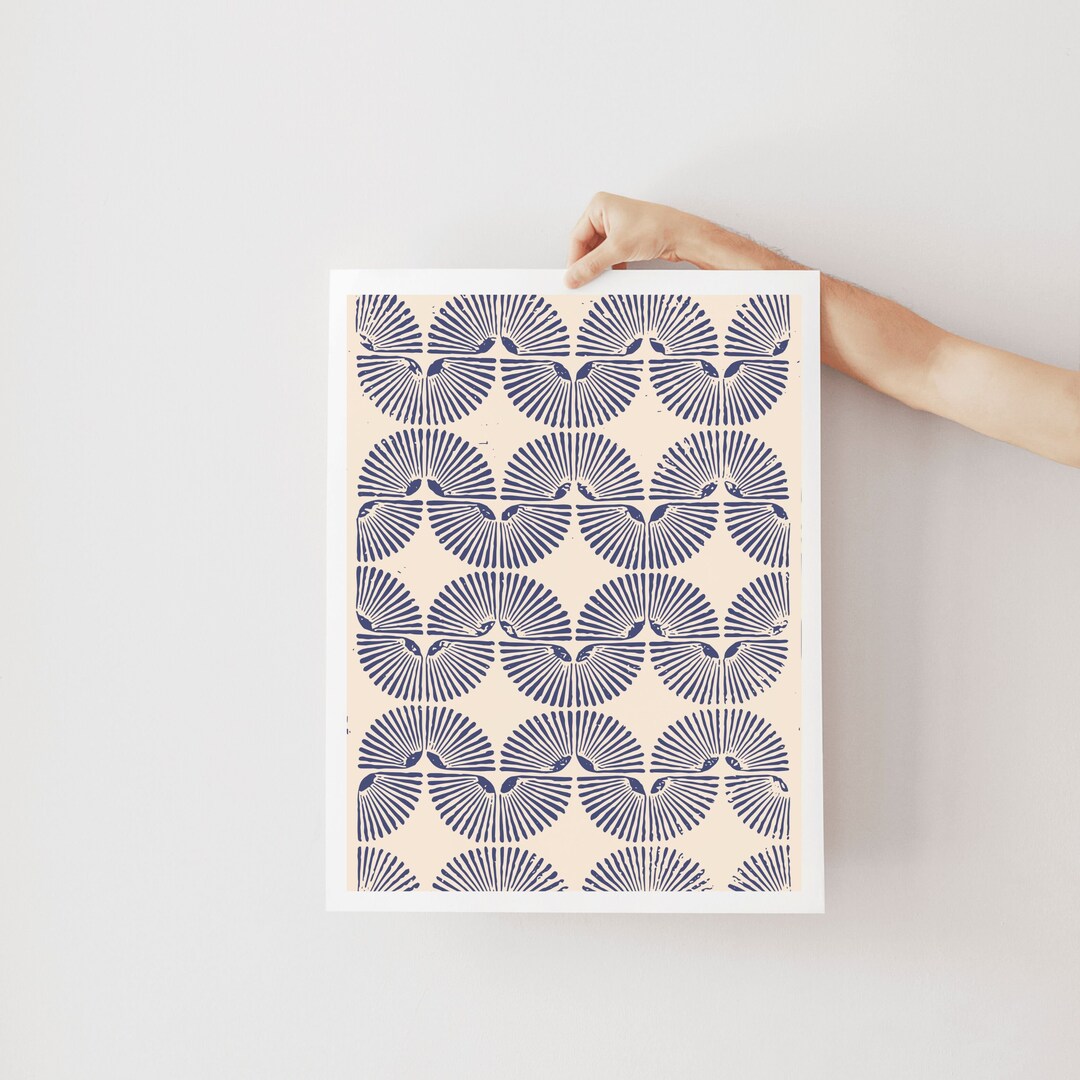 Abstract Woodblock Style Art Print, Minimal Decor, Block Print Style ...