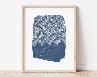 Old Wall Paper Swatch Print, Woodblock Style Art Print, Minimal Art Print, Contemporary, Digital Download Print From Home Printable Download