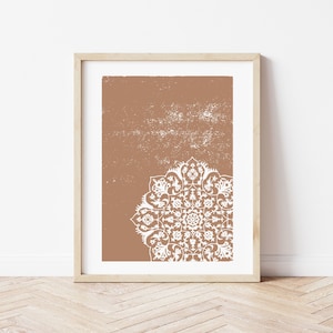 Indian Boho Lace Print, Woodblock Style Art Print, Minimal Art Print, Contemporary, Digital Download Print From Home Printable Download