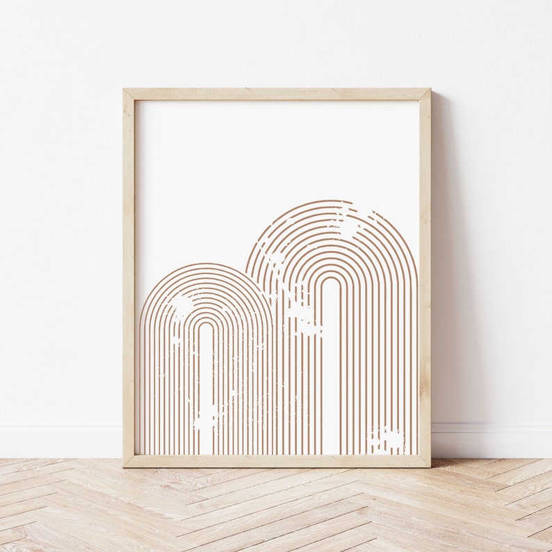 Double Arch Line Block Stamp Minimal Art Print, Contemporary, Digital Download, Print From Home Printable Download image 1