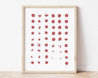 Blood Drops Abstract Print, Woodblock Style Art Print, Minimal Art Print, Contemporary, Digital Download Print From Home Printable Download