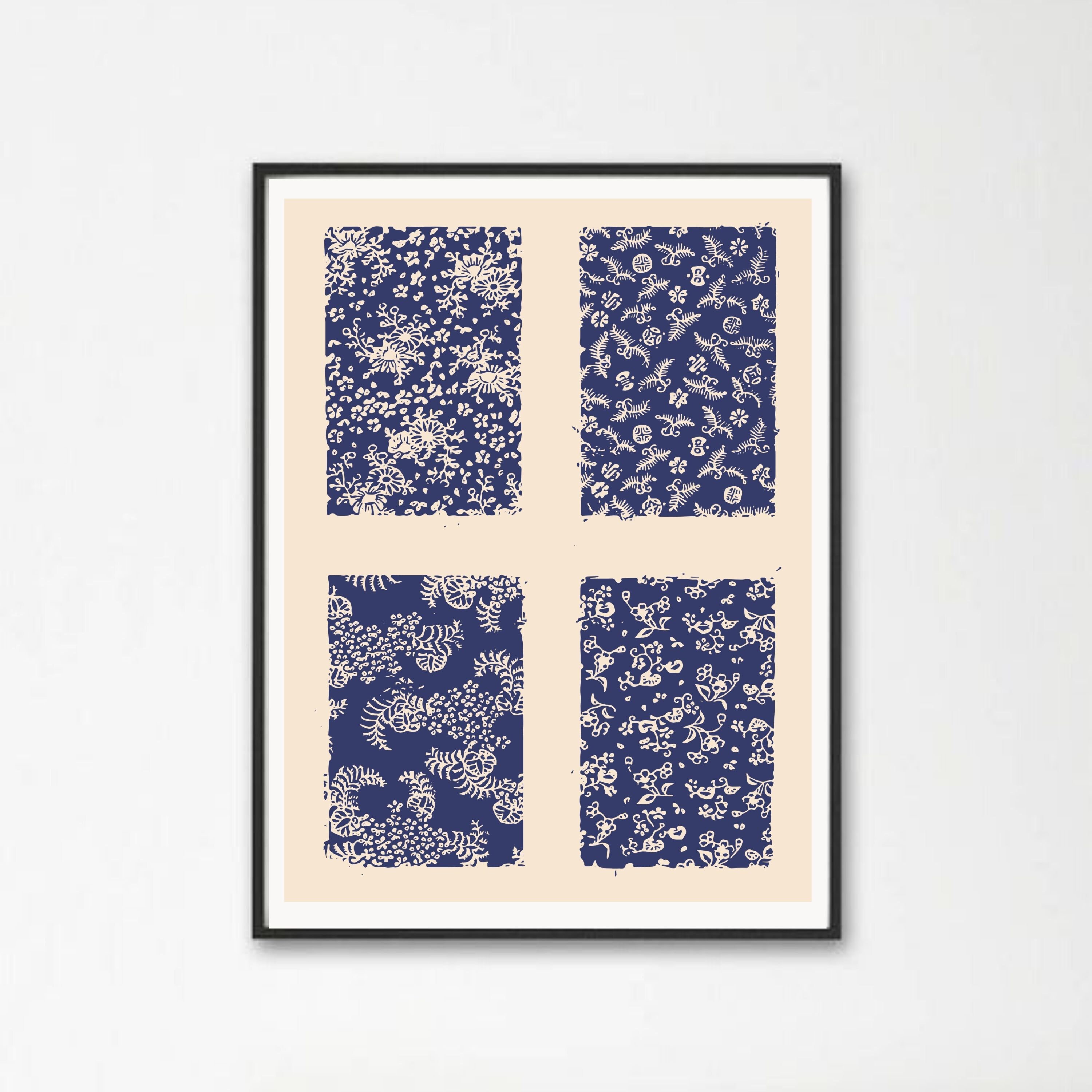 Chinese Fabric Panel Art Print Minimal Decor Block Print - Etsy
