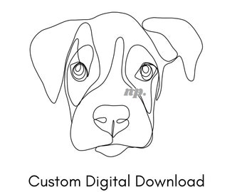 Custom One Line Art, One Line Dog Drawing, One Line Pet Drawing, Pet Memorial, Dog Drawing, Pet Tattoo, Outline Drawing