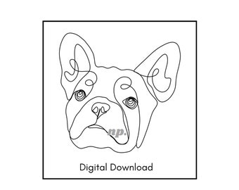 One Line Drawing, Frenchie One Line Dog Drawing, Dog Tattoo, Dog Drawing, One Line Art, Outline drawing