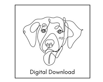 One Line Drawing, Golden Retriever One Line Hund Zeichnung, Hund Tattoo, Hundezeichnung, One Line Art, Umrisszeichnung