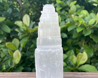 6" Satin Spar Single Tower, Crystal for Cleansing, Selenite Tower, Natural Crystal Stone Towers, Healing Crystals, Alter Decor, Witchy