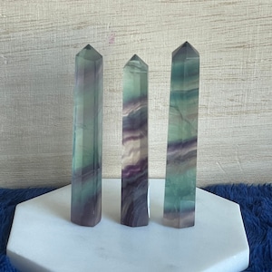 Petite Fluorite Towers, Fluorite Tower, Rainbow Fluorite Crystal Point, Fluorite Crystal, Healing Crystals, Home Decor, Polished Fluorite
