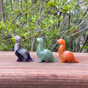 2&quot; Crystal Dinosaur Carving | Dinosaur Brachiosaurus Carving | Carved Dinosaur Home Décor | Gemstone Carving | Longneck Dino | For Her Gift