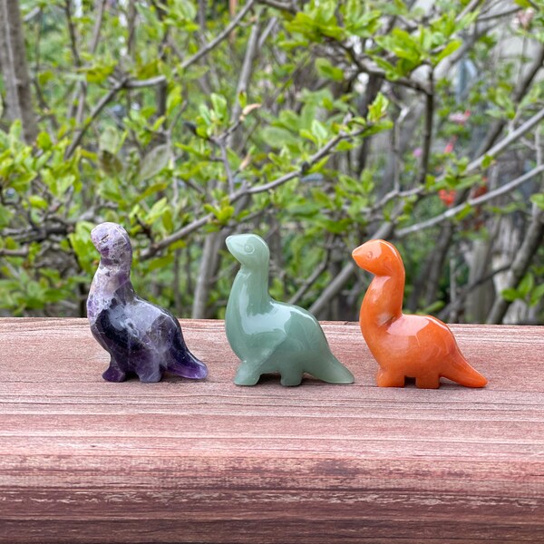 2" Crystal Dinosaur Carving | Dinosaur Brachiosaurus Carving | Carved Dinosaur Home Décor | Gemstone Carving | Longneck Dino | For Her Gift