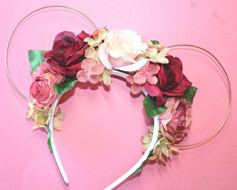Floral Wire Minnie Ears Floral Ears Mouse Ears Mickey Ears Etsy