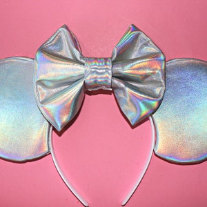 Holographic Minnie Ears, Mouse Ears, Mickey Ears, Disney Ears, Holographic Ears, Mickey Headband, Minnie Mouse Ears, Holiday Bows