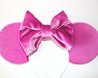 Orchid Velvet Minnie Ears, Mouse Ears, Micjey Headband, Velvet Ears, Purple Velvet Fabric, Orchid Velvet Fabric, ORchid Ears, Disney Ears