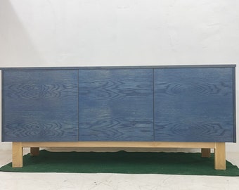 70" Solid White Oak Credenza - Blue Sea