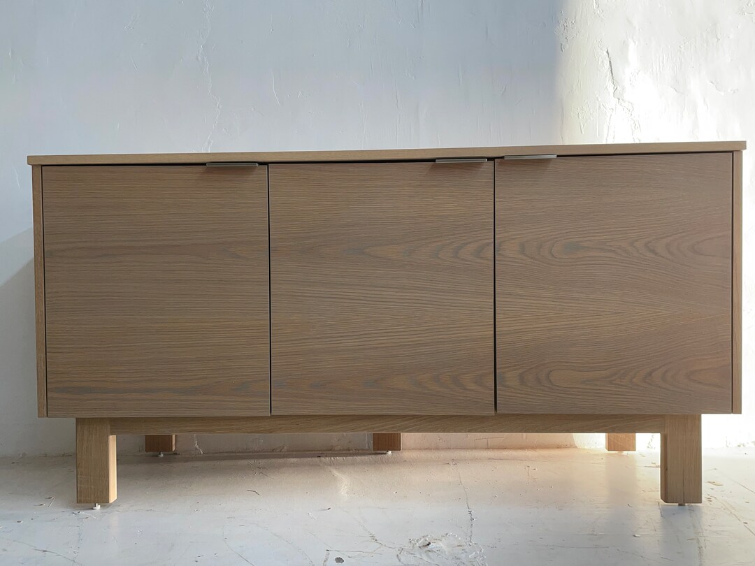 Solid Wood, White Oak, 3 Door Credenza, Hand Rubbed Plant Oil Hard Wax