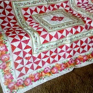 Red and Pink Hourglass Quilt