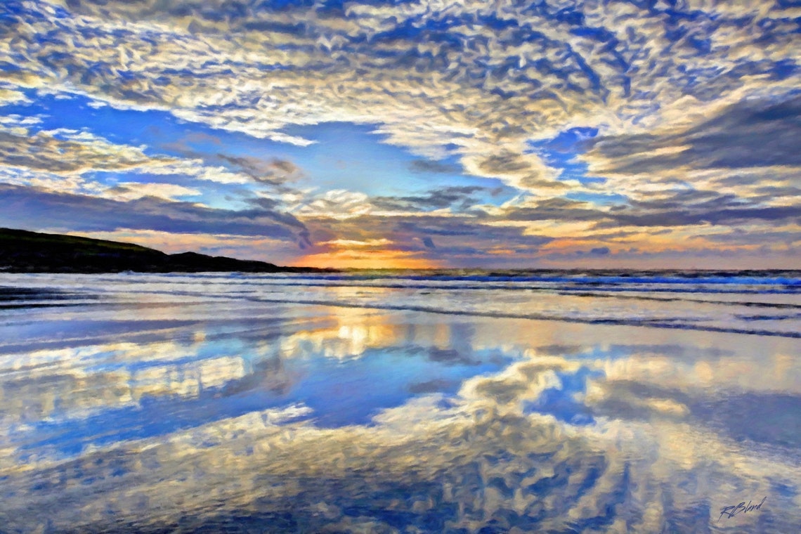 Sea Mirror ocean beach tide sea water sky clouds Etsy