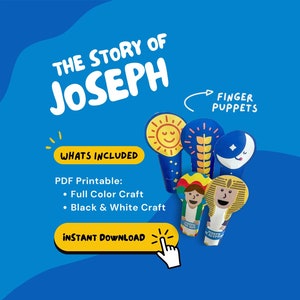 STORY OF JOSEPH Bible Craft for Sunday School Lesson for Homeschool Bible Activity Kids Printable Pop Up Bible Character of Joseph
