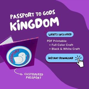 KINGDOM PASSPORT Bible Craft for Sunday School Lesson for Homeschool Bible Activity Kids Craft for Ministry of Jesus Printable Craft
