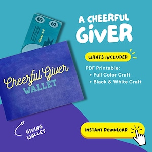 CHEERFUL GIVER Bible Craft for Sunday School Lesson for Homeschool Bible Activity Kids Craft on Generosity Pop Up Printable Craft for Tithes