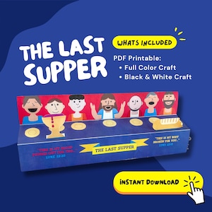 THE LAST SUPPER Bible Craft for Sunday School Lesson for Homeschool Bible Activity Kids Craft for Ministry of Jesus Printable Pop Up Craft