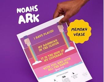 PROMISES MEMORY VERSE Kids Bible Story of Noahs Ark Activity for Family Bible Game for Kids Bible Study Tool for Memory Verse Genesis