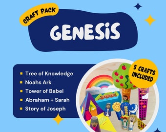GENESIS Bible Craft Pack Activity for Kids Sunday School Activity for Homeschool Lesson Garden of Eden Craft Noahs Ark Craft Tower of Babel