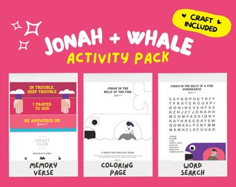 Jonah and Whale Activity Pack, Kids Bible Lesson (PDF)