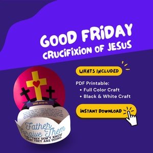 GOOD FRIDAY CRUCIFIXION Craft for Easter Pop Up Printable Bible Lesson for Sunday School Activity for Easter Story of Crucifixion of Jesus