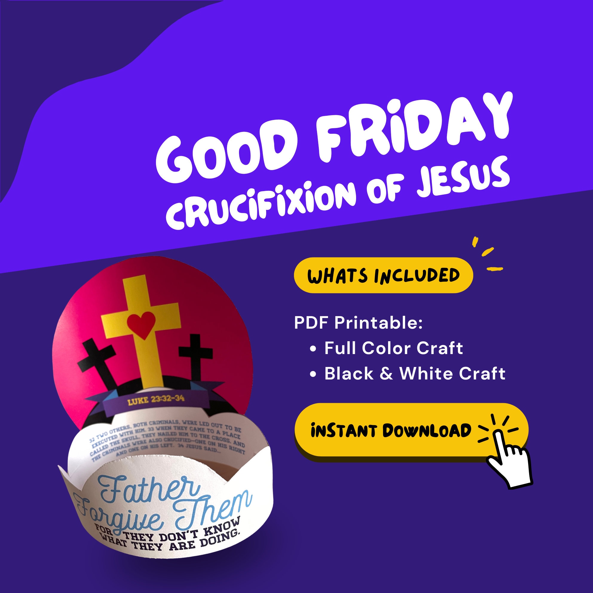GOOD FRIDAY CRUCIFIXION Craft for Easter Pop Up Printable Bible Lesson for Sunday School Activity for Easter Story of Crucifixion of Jesus