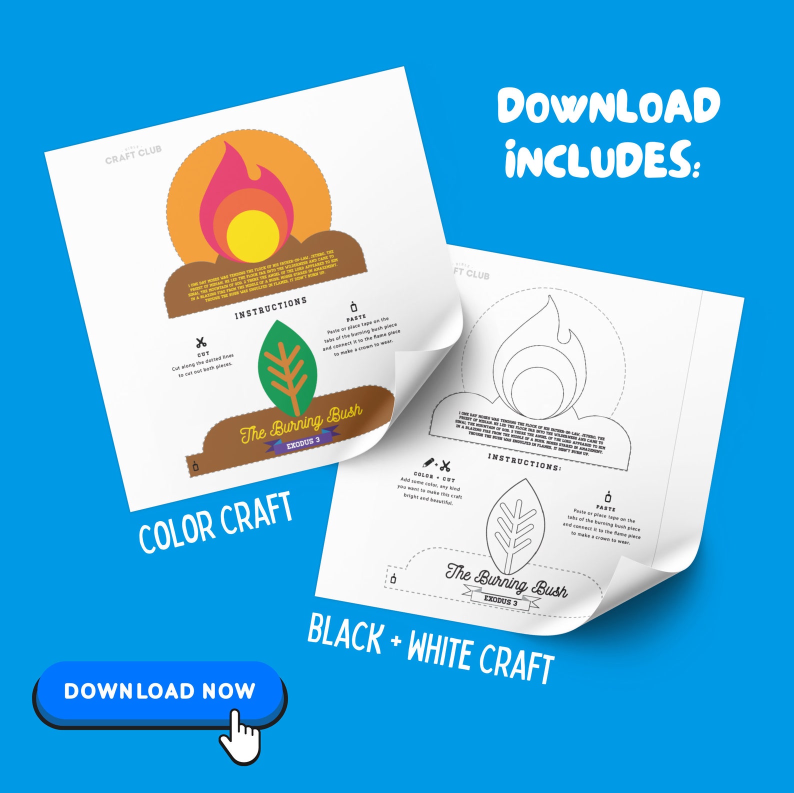 THE BURNING BUSH Bible Craft for Kids Sunday School Activity for ...