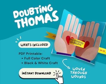 DOUBTING THOMAS Bible Craft for Kids Sunday School Activity for Homeschool Lesson for Easter Printable Craft for Easter Sunday
