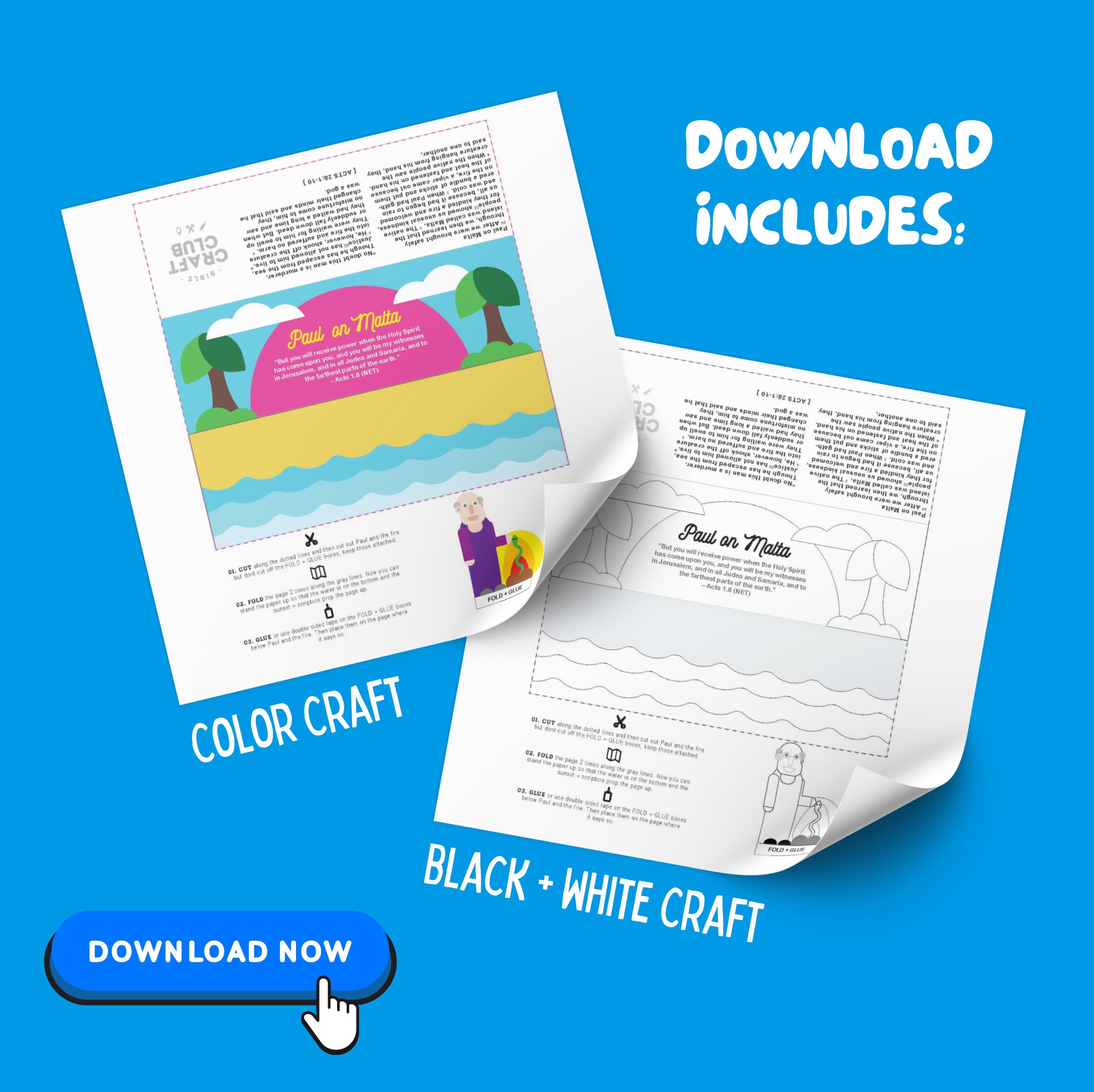 PAUL ON MALTA Craft for Kids Bible Story Lesson for Sunday School Ideas