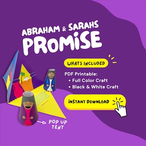 ABRAHAM + SARAH Bible Craft for Kids Sunday School Activity for Homeschool Lesson on Gods Promise to Abraham Sarah Pop Up Bible Character