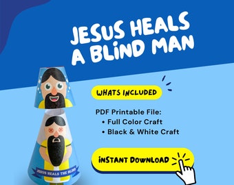 BLIND MAN Miracle of Jesus Bible Craft for Church Lesson for Homeschool Bible Activity for Sunday School Printable Pop Up Bible Character