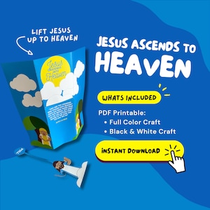 ASCENDS TO HEAVEN Bible Craft for Sunday School Lesson for Homeschool Bible Activity Kids Craft of Jesus in Heaven Craft