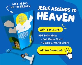 ASCENDS TO HEAVEN Bible Craft for Sunday School Lesson for Homeschool Bible Activity Kids Craft of Jesus in Heaven Craft