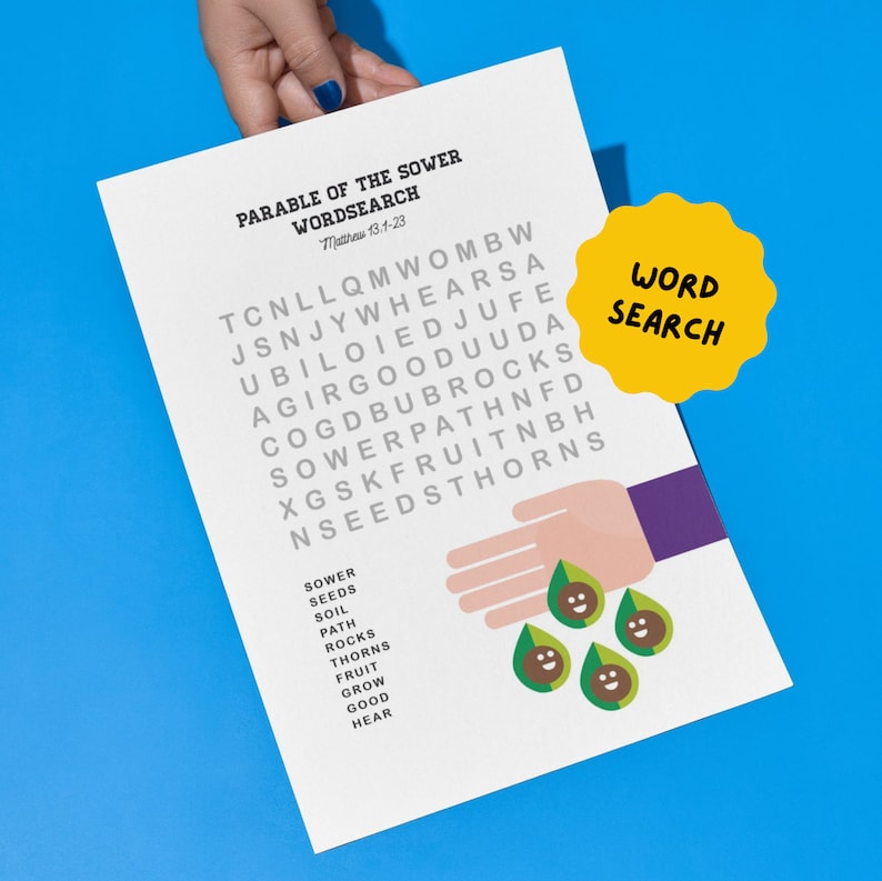 SOWER PARABLE Activity Pack for Kids Memory Verse Printable Word Search