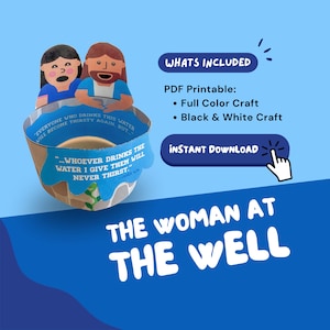 WOMAN AT WELL Miracle of Jesus Bible Craft for Sunday School Activity for Homeschool Printable Bible Craft Lesson on Forgiveness