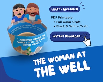 WOMAN AT WELL Miracle of Jesus Bible Craft for Sunday School Activity for Homeschool Printable Bible Craft Lesson on Forgiveness