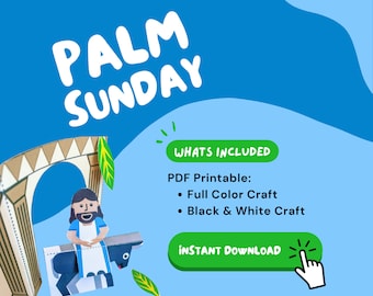 Palm Sunday Craft for Kids, Triumphal Entry Sunday School VBS Homeschool Activity (PDF)