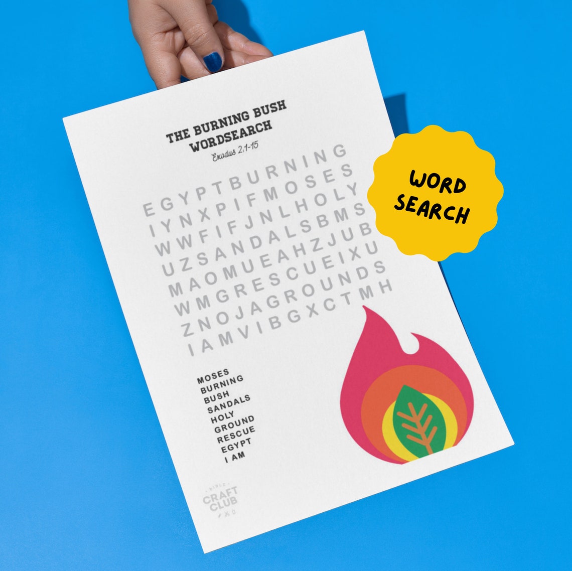 BURNING BUSH Activity Pack for Kids Memory Verse Printable Word Search ...