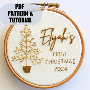 Baby&#39;s first Christmas 2025, ornament embroidery pattern, Personalised diy gift, digital download tutorial,