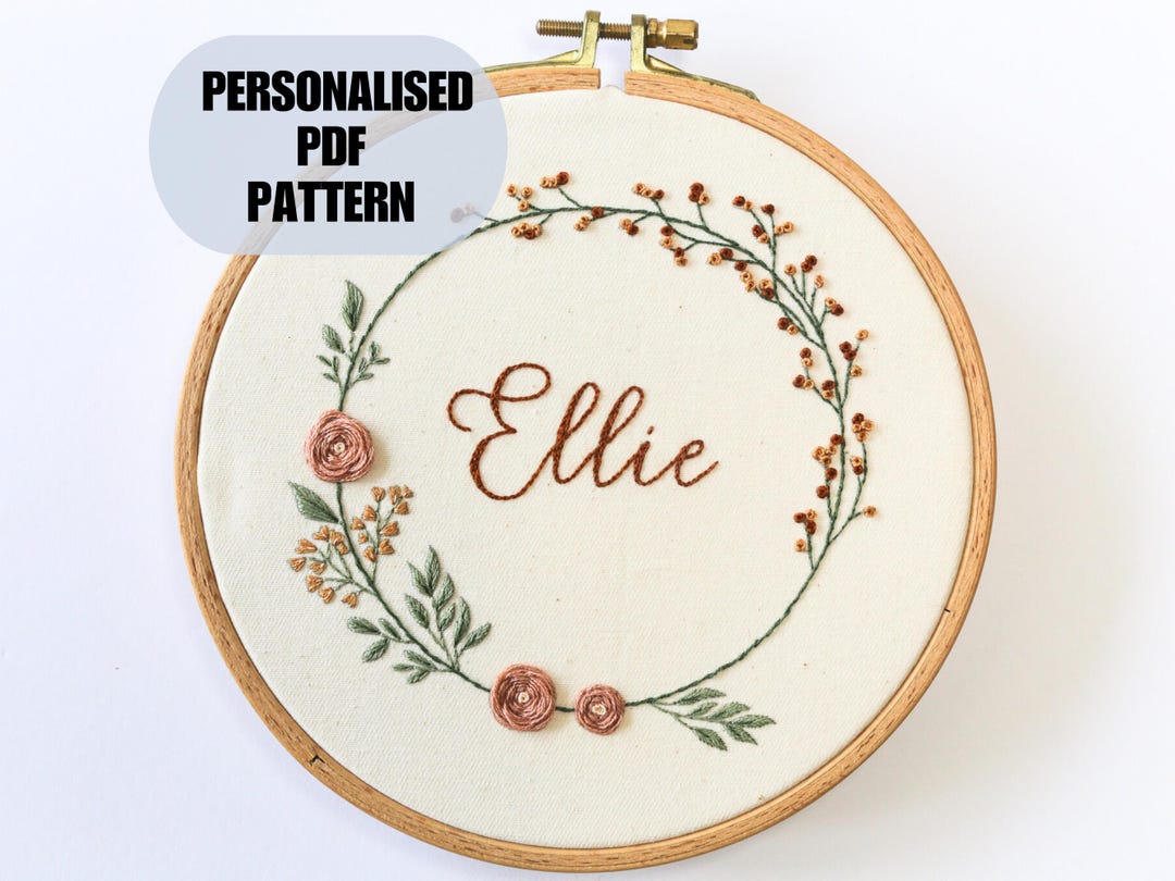 Wildflower Custom Baby Name Sign Embroidery Pattern, Native Floral ...