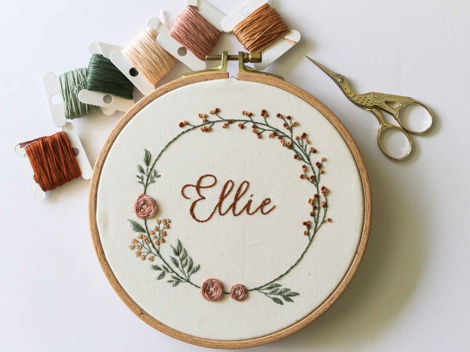 Wildflower Custom Baby Name Sign Embroidery Pattern, Native Floral ...