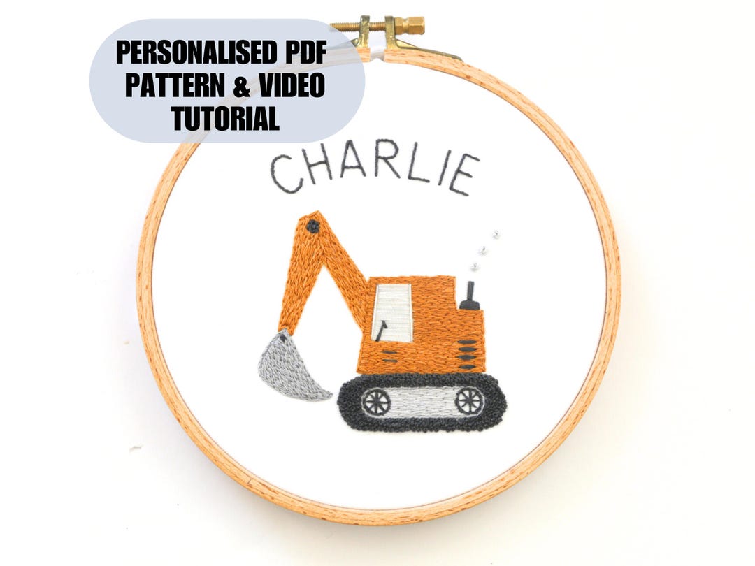 Personalized Digger Embroidery Pattern: Baby Boy Gift, Nursery Decor ...