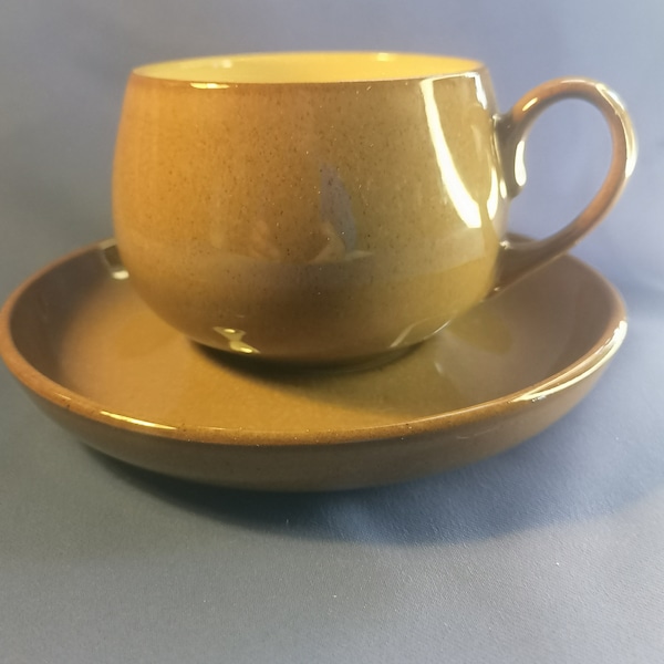 Denby Brown pampas coffee cup and saucer, sugar bowl, milk jug 1970s